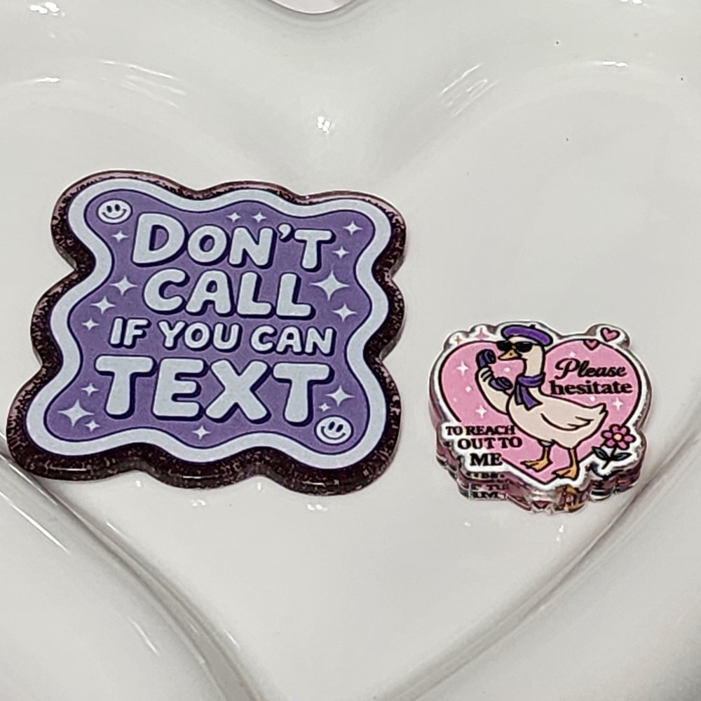 Dont Call Text Flatback Focal Bead Beaded Pen Badge Acrylic Beads Goose